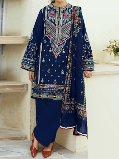 (ST-25) Embroidered Lawn Dress With Digital Printed Zari Dupatta (Unstitched)