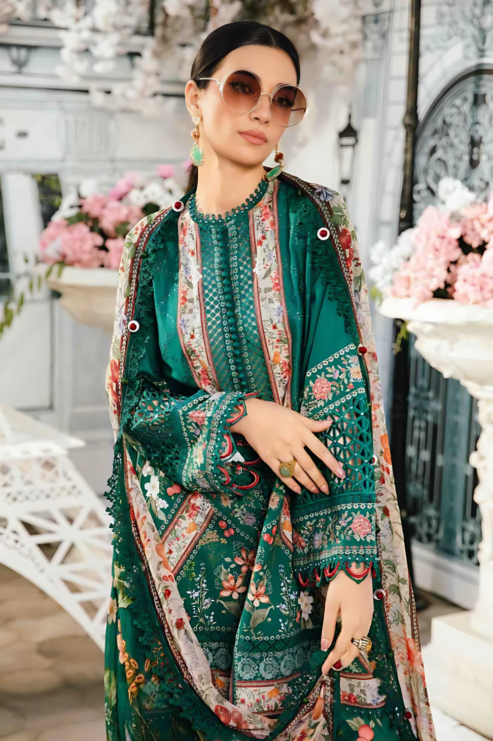 Digital Printed Lawn Embroidered Dress With Printed Chiffon Dupatta (Unstitched) (ST106)