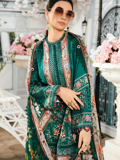 Digital Printed Lawn Embroidered Dress With Printed Chiffon Dupatta (Unstitched) (ST106)