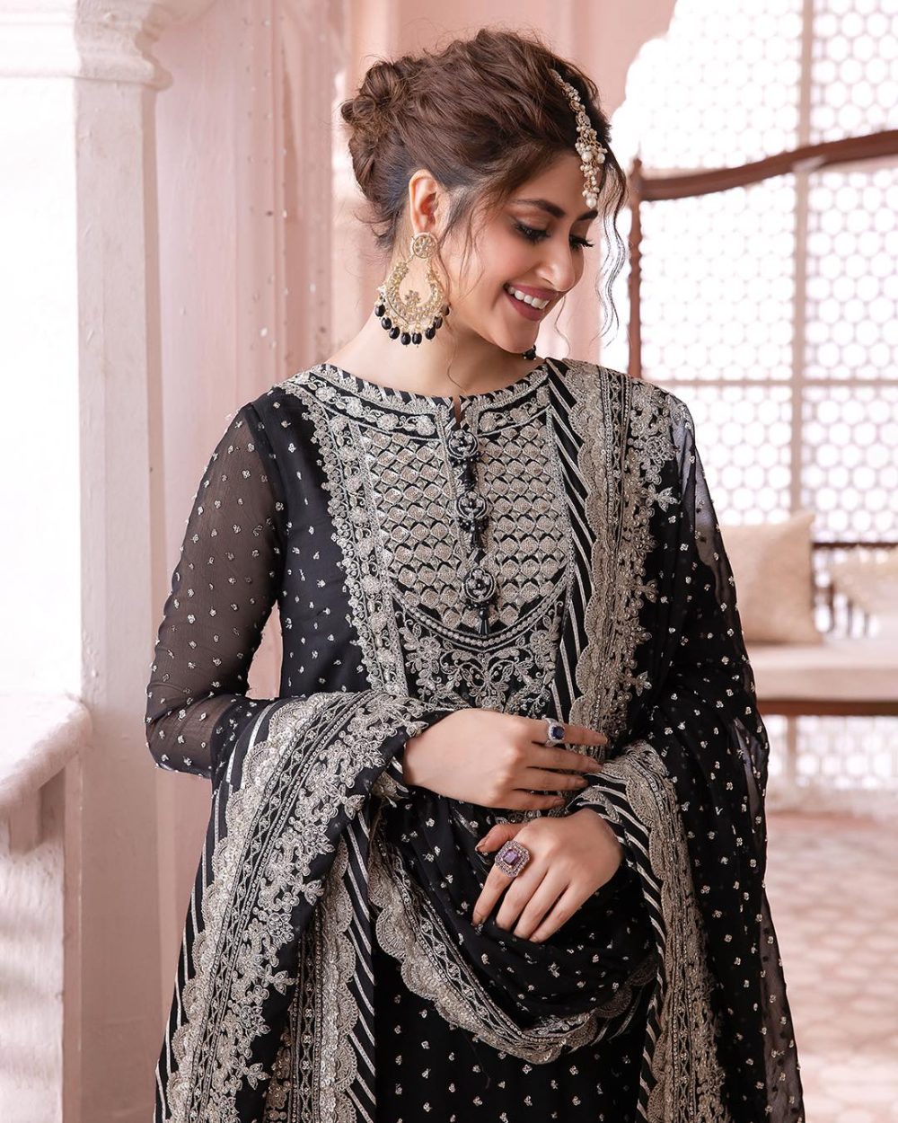 Elegant Heavy Embroidered Cotton Dress With Chiffon Heavy Embroidered Dupatta 3 Pec Suite(Unstitched) (ST105)