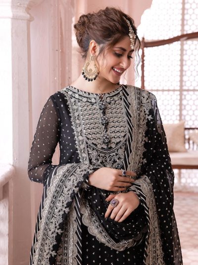 Elegant Heavy Embroidered Cotton Dress With Chiffon Heavy Embroidered Dupatta 3 Pec Suite(Unstitched) (ST105)