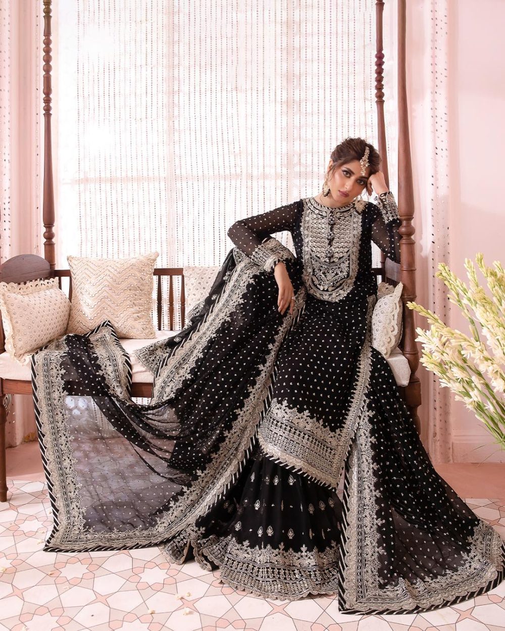 Elegant Heavy Embroidered Cotton Dress With Chiffon Heavy Embroidered Dupatta 3 Pec Suite(Unstitched) (ST105) - Image 2