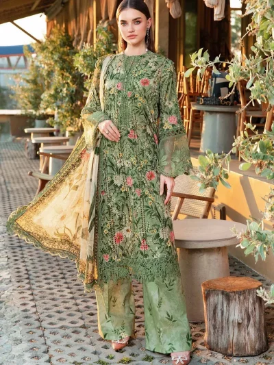 Elegant Lawn Sciffli Digital Printed Embroidery Work Dress WIth Printed Chiffon-Dupatta-3-Pec-Suite-(Unstitched)-(ST101)-1
