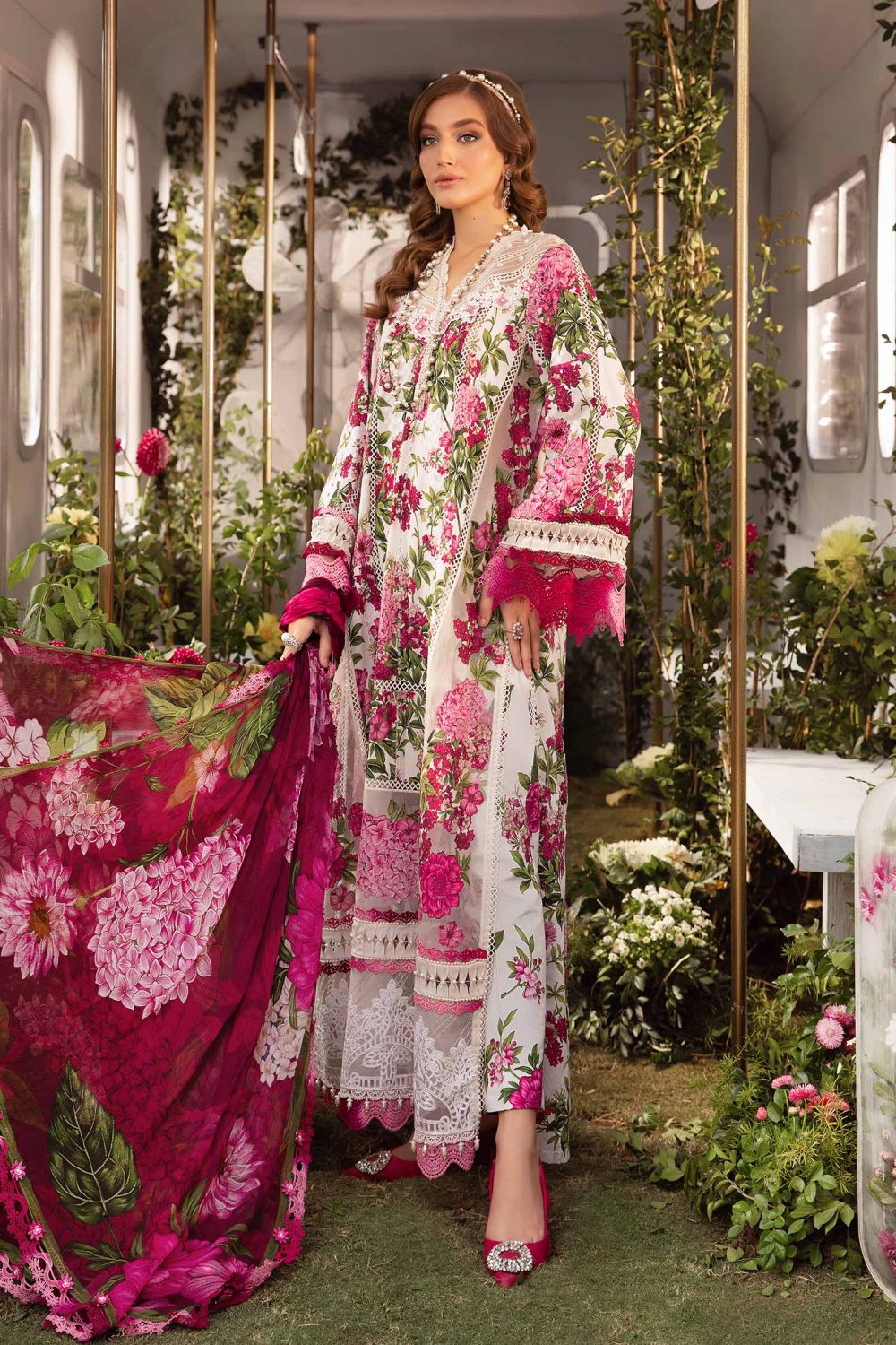 Latest Embroidery Digital Printed Lawn Dress With Printed Chiffon Dupatta 3Pcs Suit (Unstitched) (DRL-1664) 1