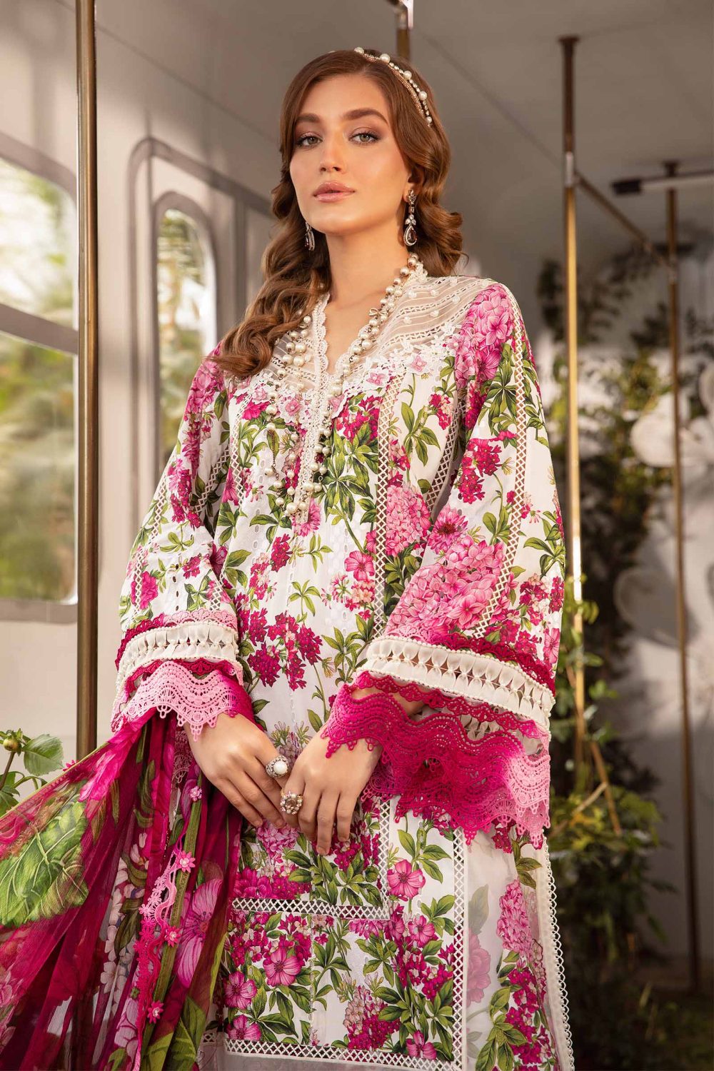 Latest Embroidery Digital Printed Lawn Dress With Printed Chiffon Dupatta 3Pcs Suit (Unstitched) (ST100) - Image 2