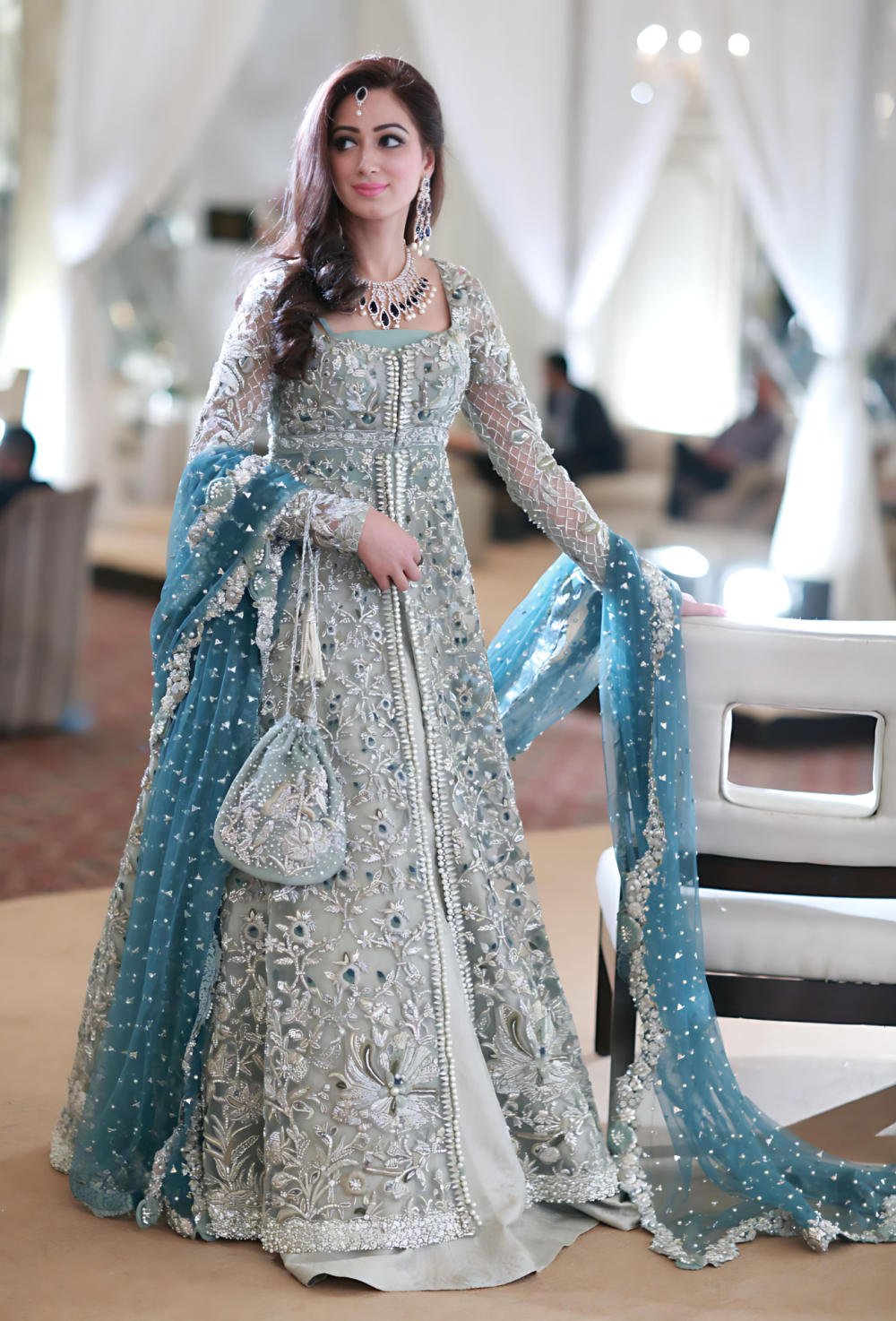 Elegant Chiffon Wedding Heavy Embroidered Dress Chiffon Heavy Emroidery Dupatta 3 Pec Suit UnStitched (ST116)