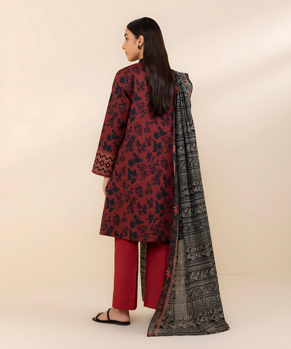 Digital Lawn Printed Dress With Swiss Zari Sequence Dupatta Lawn Trouser (Unstitched) (ST108) - Image 2