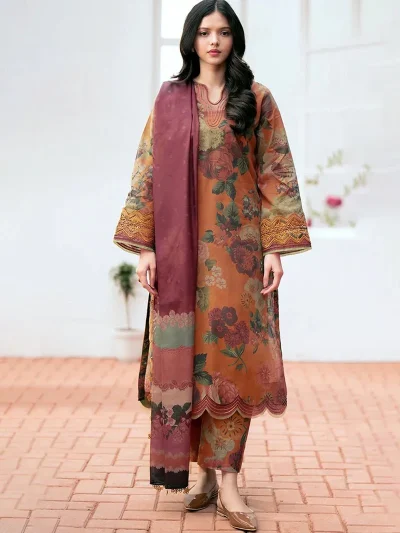 Digital Printed Lawn Dress With Printed Lawn Dupatta & Digital Printed Trouser (Unstitched) (ST109)