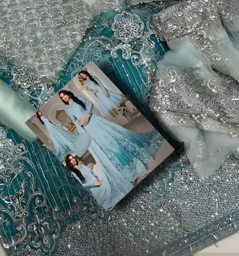 Luxurious NET Tie & Dye 3D FULL Handwork Heavy Pearls Use & Heavy Embroidered Net Wedding Maxi Dress (ST124) - Image 3