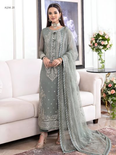 Chiffon Heavy Embroidered Spengle Work Dress With Heavy Embroidered Dupatta (Unstitched) (ST164)