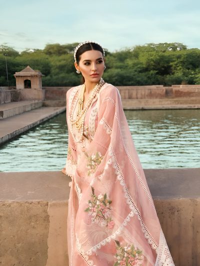 Luxurious Lawn Heavy Embroidered Dress Boroshi Heavy Embroidery Dupatta Plain Trouser (UnStitched) (ST176)