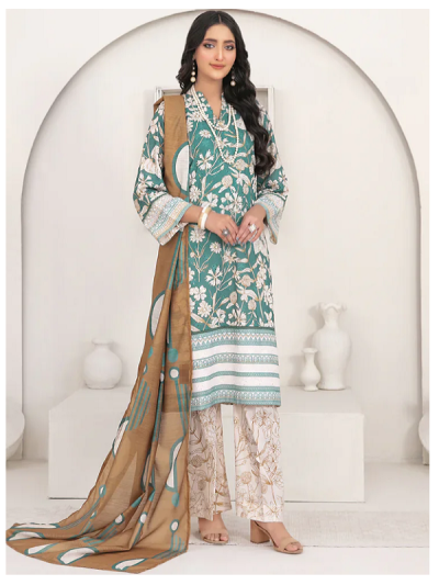 Digital Printed Lawn Dress With Printed Lawn Dupatta & Lawn Trouser (Unstitched) (ST130)