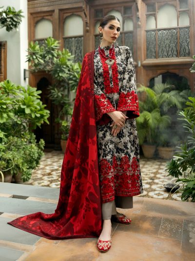All-Over Print Embroidered Lawn Dress 2025 with Chiffon Dupatta (Unstitched) (ST172)