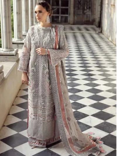 Luxury Organza Heavy Embroidered Dress With Embroidered Organza Dupatta (Unstitched) (ST165)