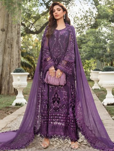 Chiffon Heavy Embroidered Spengle Work Dress With Chiffon Embroidered Dupatta (Unstitched) (ST142)