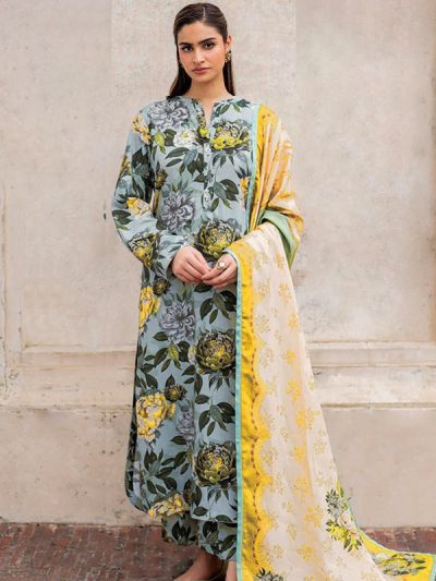 Digital Doria Printed Lawn Dress With Digital Swiss Zari Dupatta 3 Pec Suit (Unstitched)(ST131)