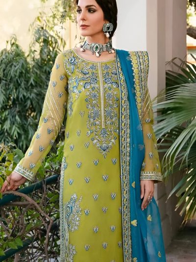 Latest Organza Sequence Heavy Embroidered Dress With Chiffon Sequence Embroidered Dupatta (Unstitched) (ST188)