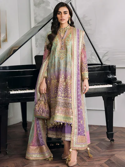 Luxurious Chiffon Heavy Embroidered Dress With Chiffon Heavy Embroidered Dupatta (3 Pec Unstitched) (ST211)