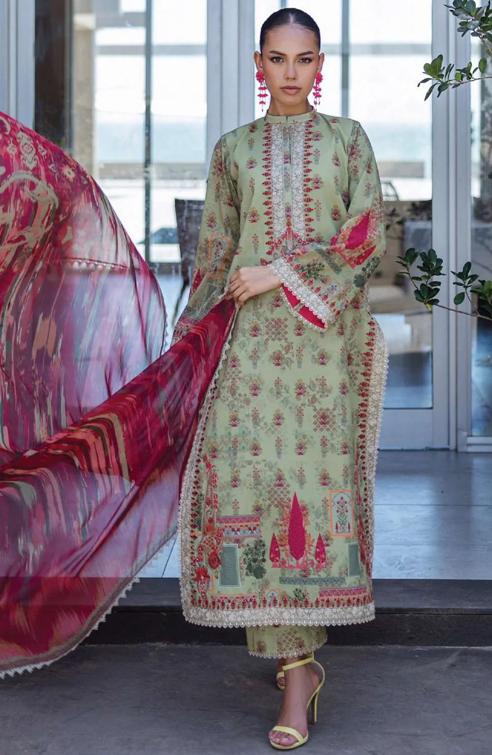 Banadora Printed Lawn Dress With Airjet Printed Lawn Dupatta (Unstitched) (ST185) - Image 2