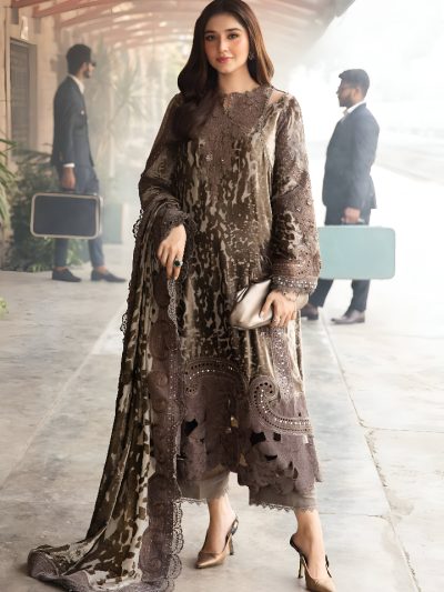 Latest Printed Lawn Dress With Chiffon Embroidered Dupatta (Unstitched) (ST195)
