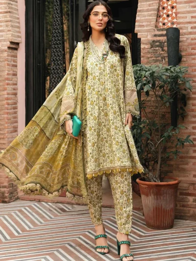 Heavy Embroidered Lawn Chicken Karri Dress With Embroidered Khaddi Dupatta (Unstitched) (ST196)