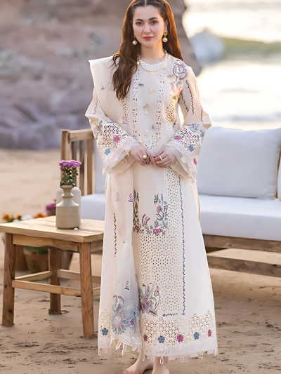 Qalamkar Lawn Heavy Headskip Booring Embroidry Dress Digital Printe Diamond Dupatta 3 Pec Suit (Unstitched) (ST113)