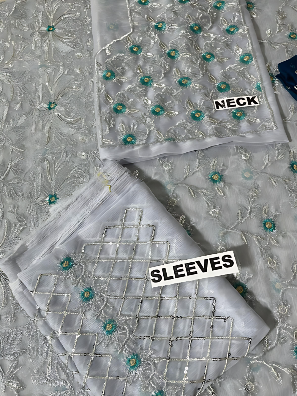 Elegant Chiffon Wedding Heavy Embroidered Dress Chiffon Heavy Emroidery Dupatta 3 Pec Suit UnStitched (ST116) - Image 3