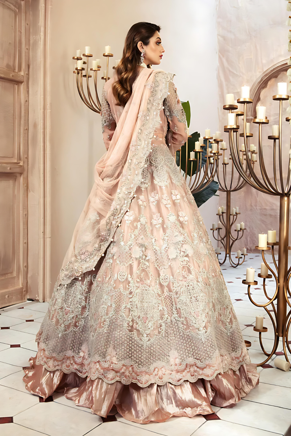 Wedding Embroidered Net Long Maxi Party Wear (Unstitched) (ST120) - Image 2