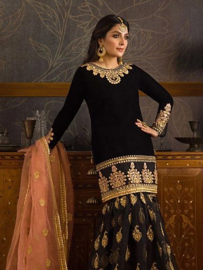 Chiffon Full Heavy Embroidered Dress with Organza Dupatta (Unstitched) (ST184)