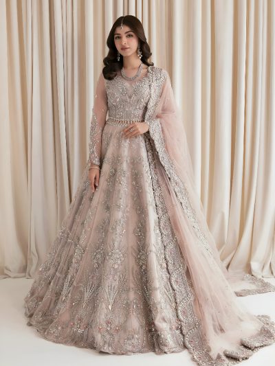 Latest Heavy NET Embroidered Dress With NET Emrboidered Dupatta (Unstitched) (ST141)