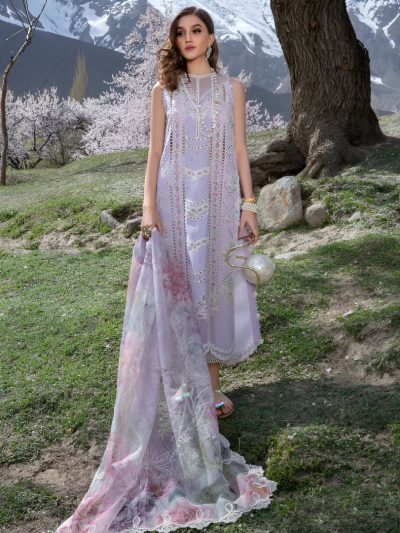 Lawn Laser Work Heavy Embroidered Dress With Cotton NET Printed Dupatta (Unstitched) (ST191)