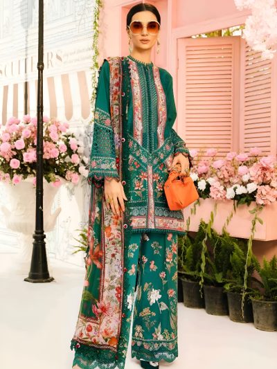 Digital Printed Lawn Embroidered Dress With Printed Chiffon Dupatta (Unstitched) (ST178)