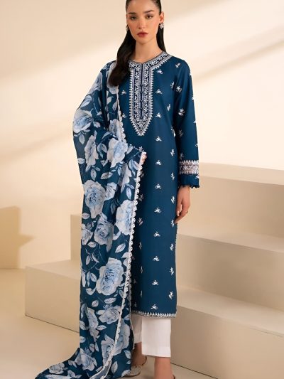 Luxury Lawn Heavy Embroidered Dress With Digital Printed Zari Dupatta 3 Pec Suit (Unstitched) (ST192)