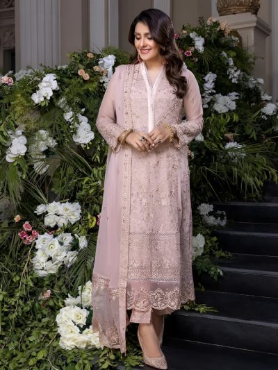 Heavy Embroidered Chiffon Dress With Embroidered Chiffon Dupatta (Unstitched) (ST126)