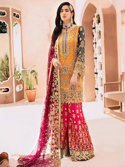 Chiffon Heavy Embroidered Wedding Dress (ST182)