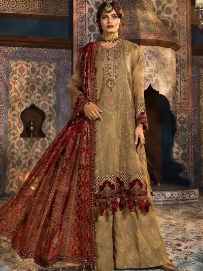 NET Heavy Embroidered Wedding Dress With Heavy Chiffon Embroidered Dupatta 3 Pec Suite (Unstitched) (ST166)