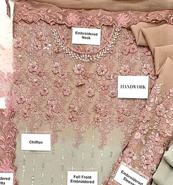 Chiffon Handwork Heavy Embroidered Tie & Die Chiffon Wedding Dress (ST224) - Image 5