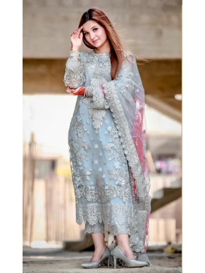 Latest Heavy Embroidered Organza Dress with Embroidered Organza Dupatta (Unstitched) (ST215)