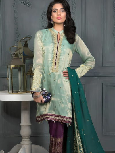 Masoori Embroidered Suit with Chiffon Dupatta (Unstitched) (ST220)