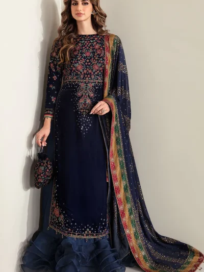 Heavy Embroidered Velvet Dress With Chiffon Embroidered Dupatta (Unstitched) (ST265)