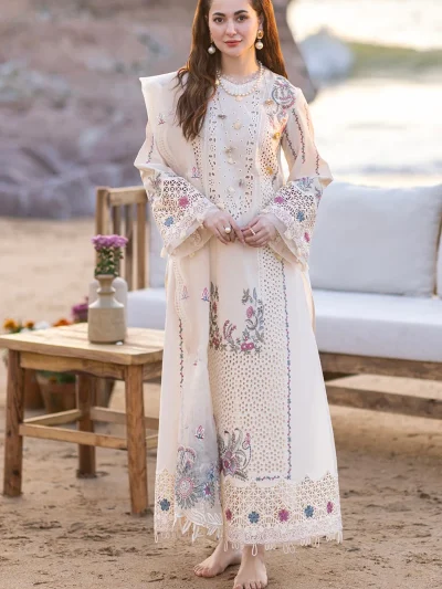 Qalamkar Lawn Heavy Headskip Booring Embroidry Dress Digital Printe Diamond Dupatta 3 Pec Suit (Unstitched) (ST255)