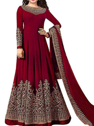 Chiffon Embroidered Maroon Maxi (CHI-250) (Unstitched)(ST252)