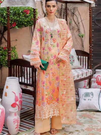 Lawn Schiffli Embroidered All-Over Printed Dress with Embroidery Chiffon Dupatta (Unstitched) (ST233)