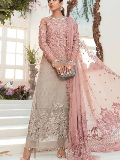 Chiffon Handwork Heavy Embroidered Tie & Die Chiffon Wedding Dress (ST224)