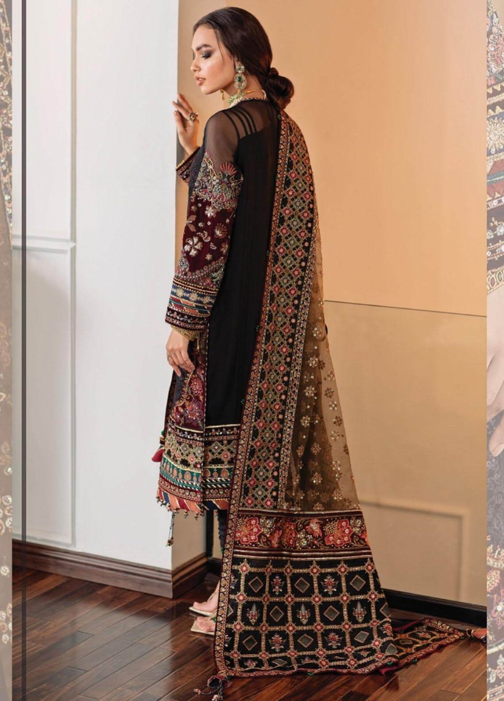 Heavy Sequins Embroidered Chiffon Dress With Dimond Digital Printed Dupatta 3 Pec Suit (Unstitched) (ST217) - Image 3