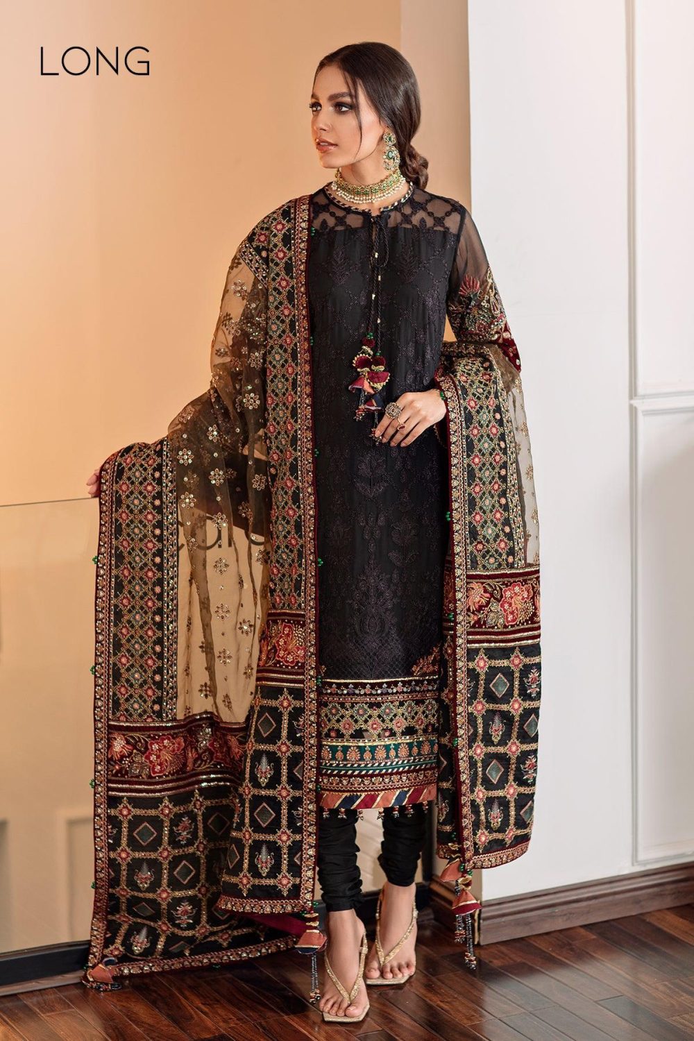 Heavy Sequins Embroidered Chiffon Dress With Dimond Digital Printed Dupatta 3 Pec Suit (Unstitched) (ST217)