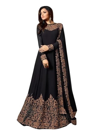 Indian Embroidered Black Chiffon Maxi Unstitched (ST254)