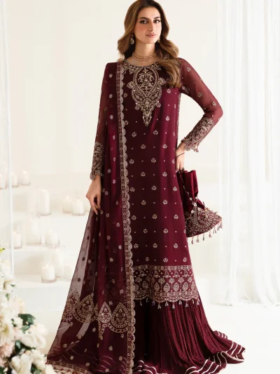 Heavy Chiffon Embroidered Dress With 4 Side Embroidered Dupatta (Unstitched) (ST221)