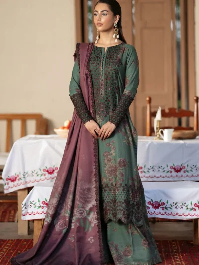 Luxurious Heavy Embroidered Lawn Dress Chicken Kari Bunches Chiffon Dupatta (Unstitched) (ST256)