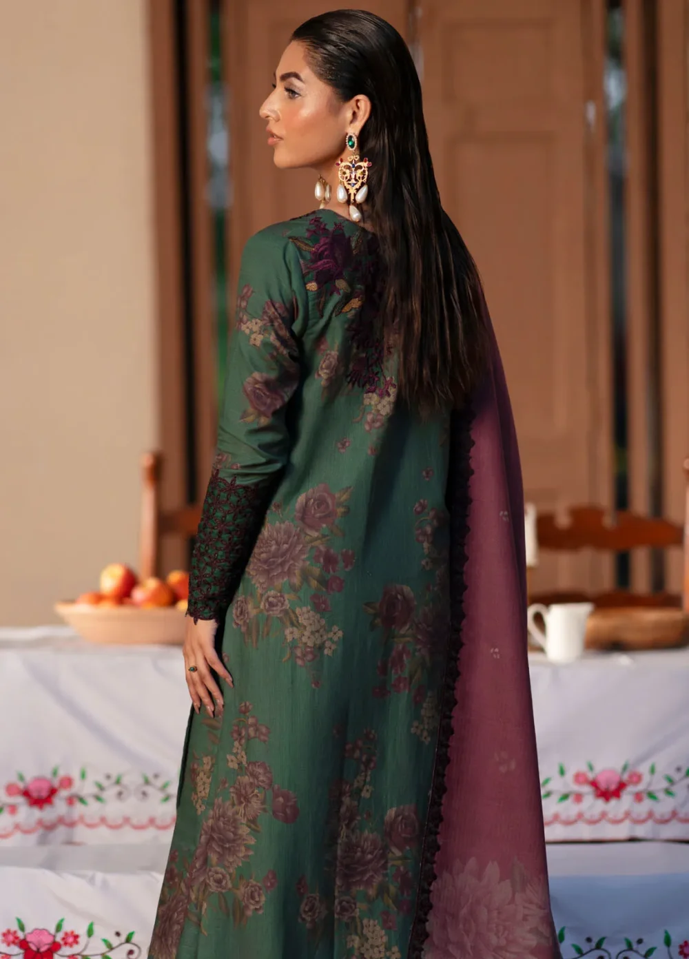 Luxurious Heavy Embroidered Lawn Dress Chicken Kari Bunches Chiffon Dupatta (Unstitched) (ST256) - Image 2